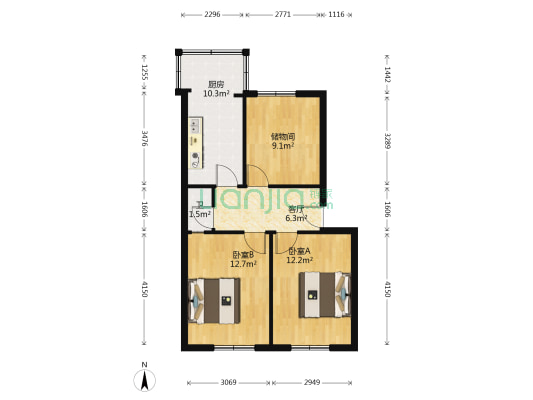 国防建宿舍西二环新华路西北角 2室1厅1卫 70平方