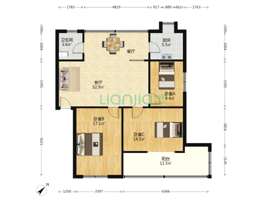 樊城分局老前进家属院 3室1厅1卫 108平方