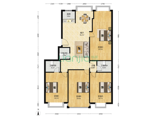 凤屿一路 4室1厅3卫 170平方