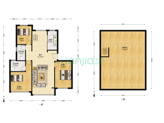 集美尚景 3室1厅2卫 110平方