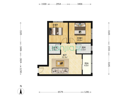 房本在手 电梯房 采光充足 视野好 有地下室 出行方便-户型图