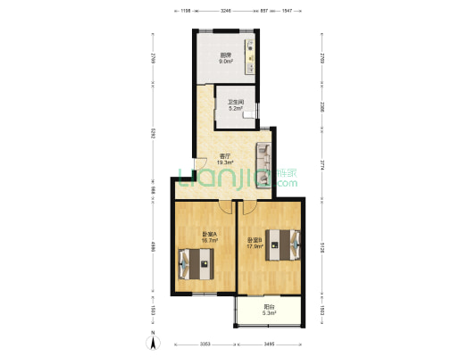 大西门街10号 2室1厅1卫 86平方