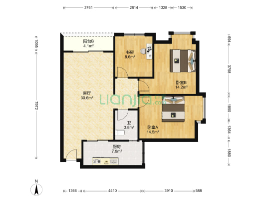 柏林小区 3室1厅1卫 106平方