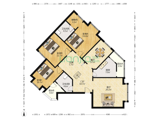 金桂苑（璧山） 3室2厅2卫 120平方