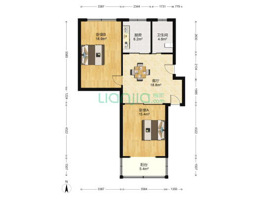 静安新城十二区 2室1厅1卫 77平方