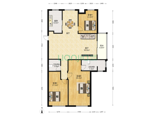 上書房 3室1厅2卫 159平方