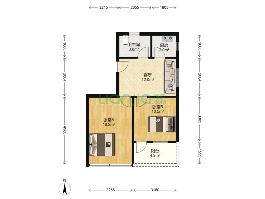 玉琳路四眼井社区 2室1厅1卫 59平方