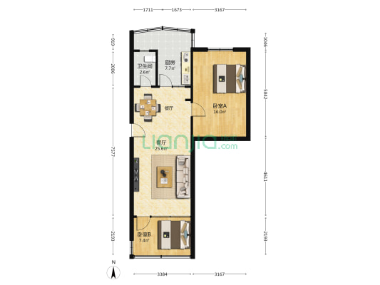 交通银行家属院（民主西路） 2室1厅1卫 75平方