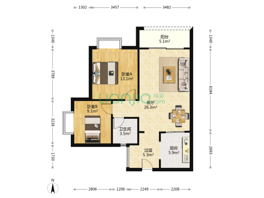北城未来A区 2室1厅1卫 79平方