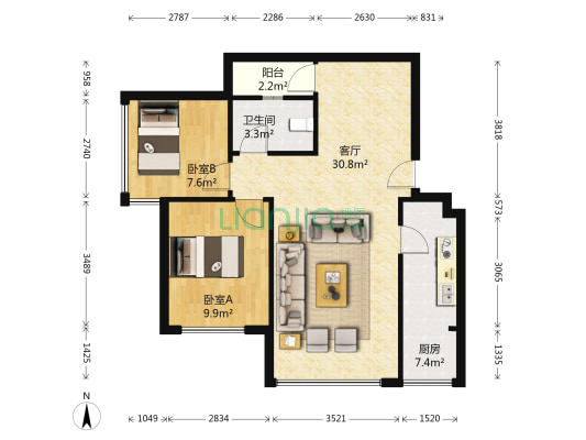 滨江翠屿 2室1厅1卫 63平方