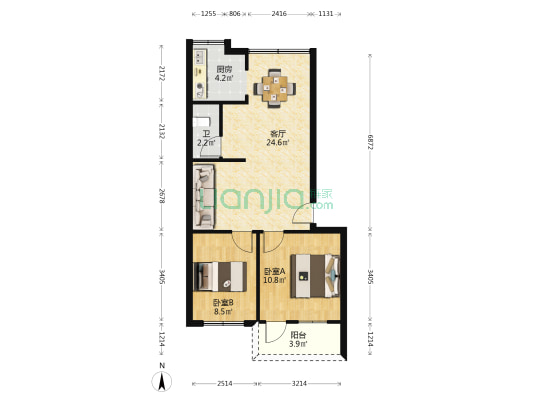广西壮族自治区水利科学研究院 2室1厅1卫 57平方