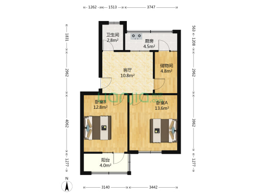 兴华南街23号 2室1厅1卫 62平方