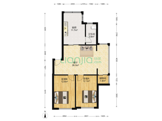 春城雅苑 2室1厅1卫 90平方