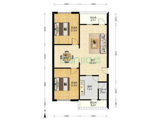 威达新村 2室2厅1卫 84平方