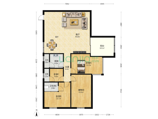 社保大厦 3室1厅3卫 153平方