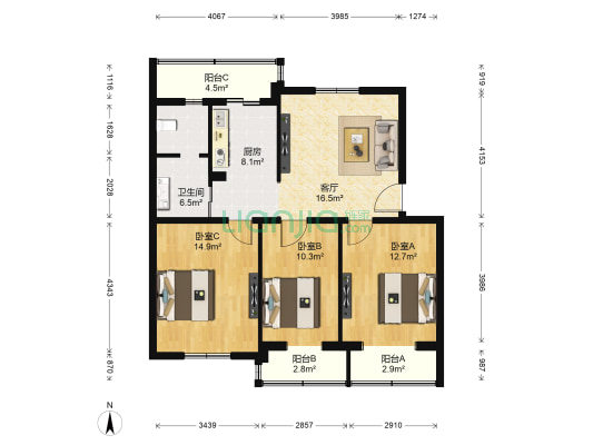 畅春园 3室1厅1卫 101平方