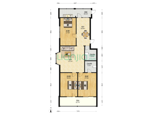 水利宿舍 3室2厅2卫 149平方