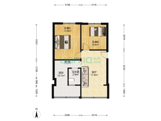 华金大道二段660号 2室1厅1卫 62平方