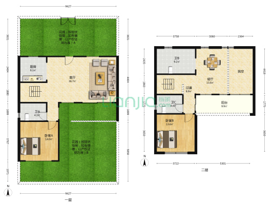 九州唐樾 2室2厅3卫 135平方