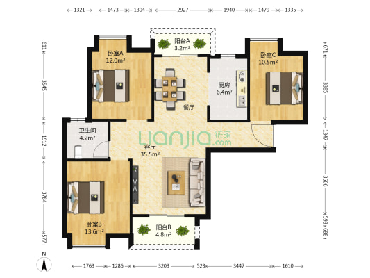 中建文华星城 3室1厅1卫 114平方