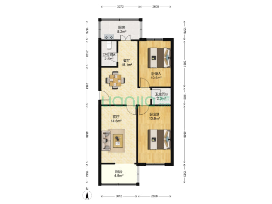 西号巷10号 2室2厅2卫 89平方
