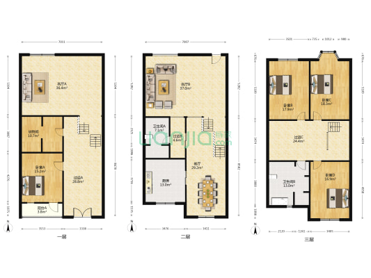 100福国际山庄 4室3厅2卫 297平方