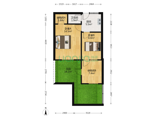 槐荫街 2室0厅1卫 42平方