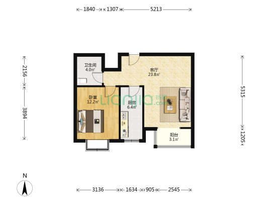森淼里 1室1厅1卫 65平方
