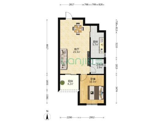 和兴家园 1室1厅1卫 61平方