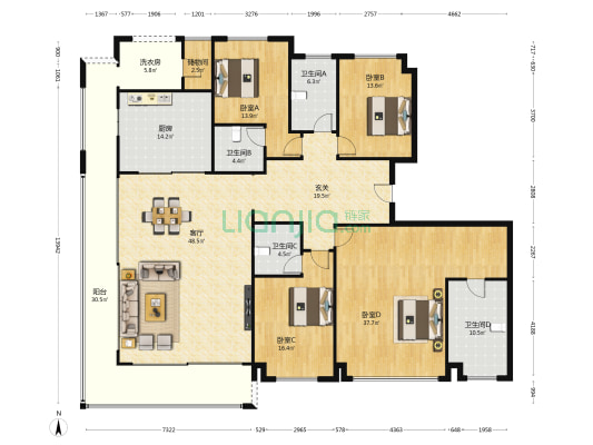 嘉臣道一期 4室1厅4卫 253平方