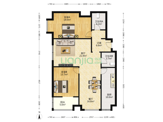 长乐嘉韵 2室2厅2卫 142平方