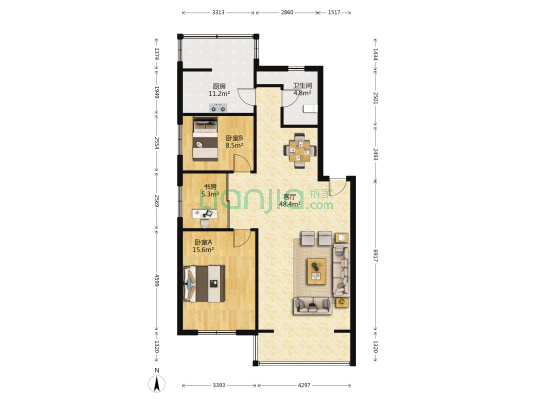 紫晖苑 3室1厅1卫 116平方