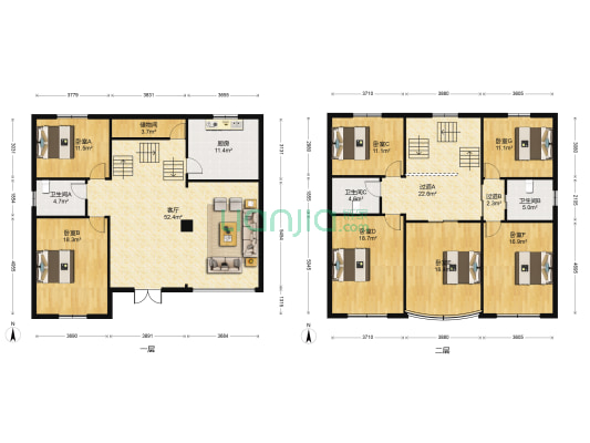 南头城 7室1厅3卫 247平方
