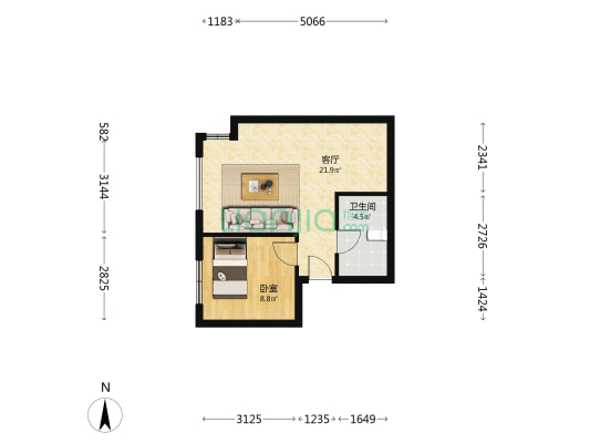 新华联公寓 1室1厅1卫 54平方