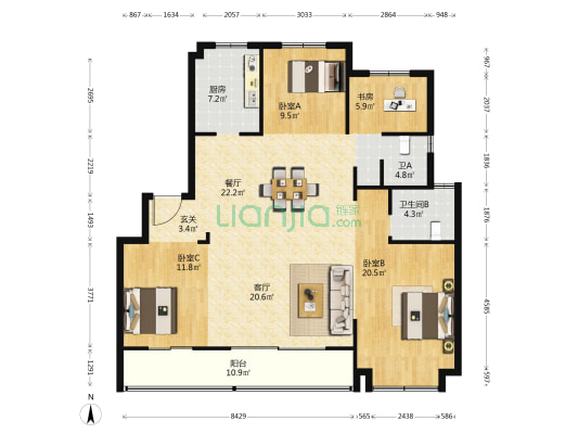 上河檀府 4室2厅2卫 143平方