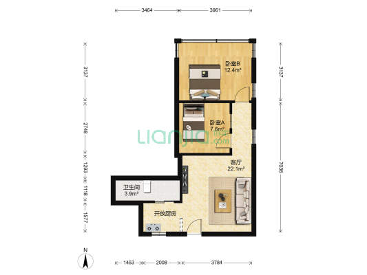 丽景阁 2室1厅1卫 57平方
