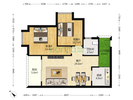 泰吉滨江 2室1厅1卫 82平方