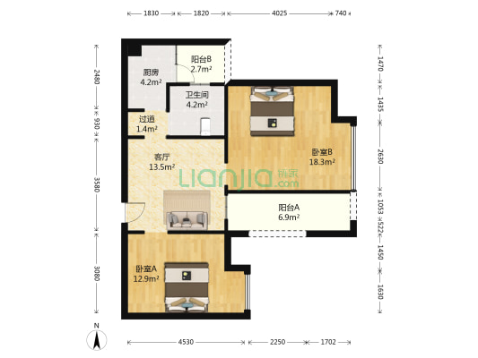 汇金府 2室1厅1卫 81平方