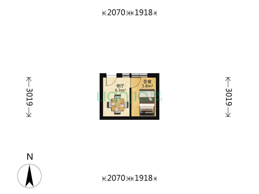 诚实胡同 1室1厅0卫 14平方