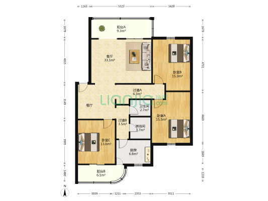 西大街241号 3室1厅2卫 131平方