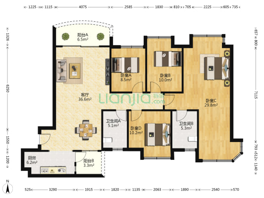 岳阳碧桂園 4室1厅2卫 140平方