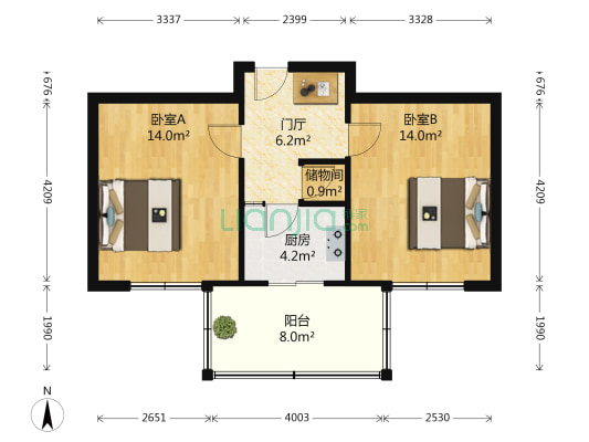 香电小区 2室0厅0卫 54平方