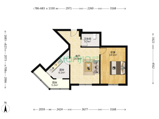 友爱东里 1室1厅1卫 63平方