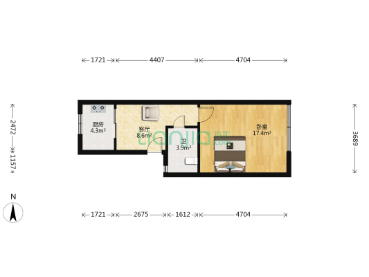 吴趋坊 1室1厅1卫 46平方