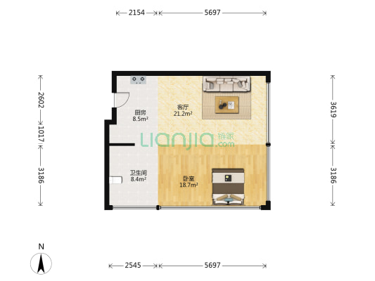 裕隆大厦 1室1厅1卫 94平方