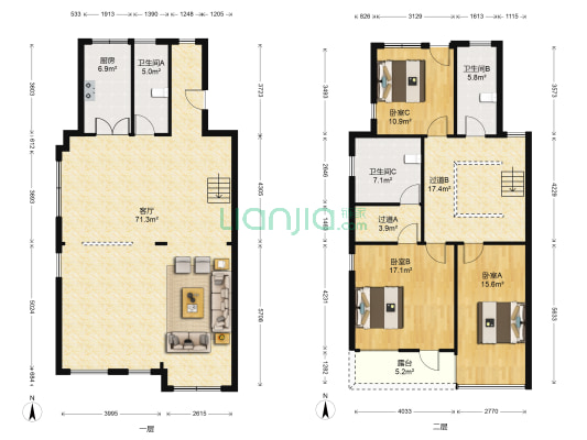 融创上城一期 3室1厅3卫 237平方