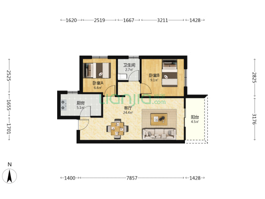 未来公元二号院 2室1厅1卫 74平方