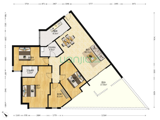 泰富·御山郡 4室1厅2卫 130平方