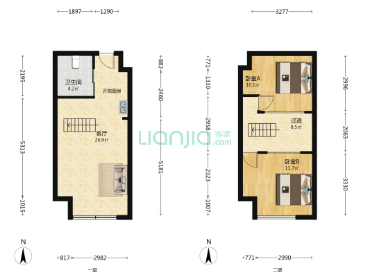 璟隆广场 2室1厅1卫 45平方