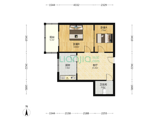 庆安楼 2室1厅1卫 69平方